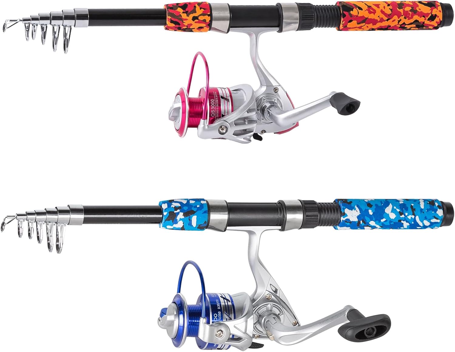 Fishing Rod, 2Pcs 6.9ft Telescopic Fishing Pole Set, Portable Spinning Rod and Reel Combo with Carrier Bag Freshwater Fishing Rod and Reel Combos Kits Fishing Gear - Image 2